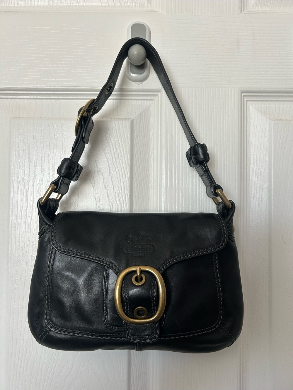 Coach Bleecker Legacy Tattersall Black Leather Shoulder Bag #11427